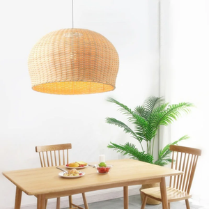 Plafonnier en bambou avec structure en bambou artisanale, forme stable et éclairage d'ambiance chaleureux - Product Image 4