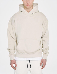 Moda 600 GSM francés Terry hombres Sudadera con capucha sin cordón en blanco peso pesado sudaderas con capucha de alta calidad fabricantes - Product Image 1