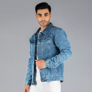 Nardon Apparel Hombres Casual Retro Faded Washed Denim Windbreaker Botón Decoración Baggy Reversible Transpirable Triple Botonadura para - Product Image 3
