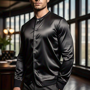 Blouson Bomber en Satin Personnalisable pour Homme - Style Urbain Imperméable et Écologique - Product Image 2