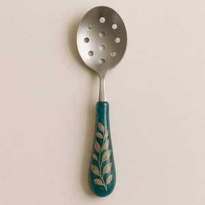 Bleu tourbillon résine poignée cuillère à fente moderne en acier inoxydable miroir cuisine écumoire élégant passoire cuillère ustensiles de service - Product Image 4