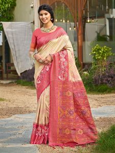Nuevo Sari de Seda Banarasi de Gujarat para Mujer, Estilo Formal, de Secado Rápido, Ideal para Bodas, Diwali y Fiestas - Product Image 3