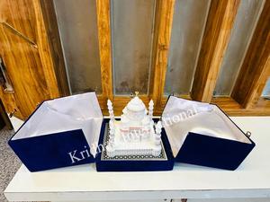 Fait à la main belle Taj Mahal naturel blanc italien marbre pierre anniversaire de mariage cadeaux d'anniversaire anniversaire de mariage - Product Image 2