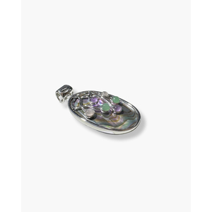 Pendentif Coquillage Ovale - Plaqué Rhodium et Or, Options de Pierres Naturelles (Agate, Améthyste, Onyx) - Product Image 4