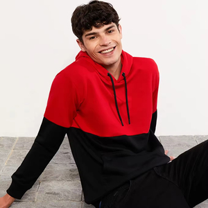 Sweat-shirt à capuche pour homme, coupe oversize, manches régulières, en coton tricoté, style streetwear décontracté, avec poche, color block, pour l'automne - Product Image 6