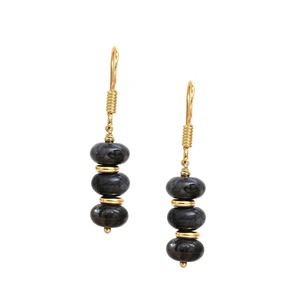 Handmade Blue Agate Birthstone Dangle <b>Earrings</b> with <b>Gold</b> Spacer Beads and <b>Gold</b> Plated Hook Fashionable Drop <b>Earrings</b> - Product Image 2