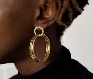 Goreal 099, pendientes de tuerca de Latón chapado en oro a la moda, joyería tradicional india para niños y adultos, moda - Product Image 4