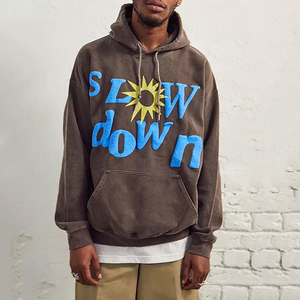 Sudadera con capucha negra personalizada del fabricante para hombre, sudadera de algodón con estampado de hojaldre, diseño de cremallera, logotipo bordado, venta al por mayor de ODM - Product Image 5