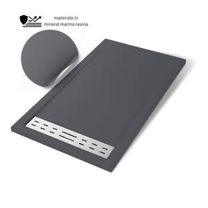 Piastra doccia antiscivolo in resina di marmo minerale tinta antracite misura H 4 cm L120 X P80 X H4 cm confezione 1 accessorio per doccia - Product Image 2