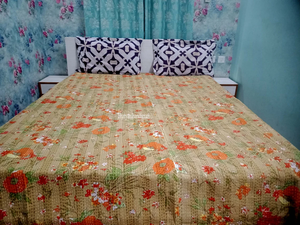 100% Cotton Vintage Floral Printed Kantha Quilt Light Weight King Size Handstitched Kantha <b>Bedcover</b> for Home Hotel Soft Organic - Product Image 2