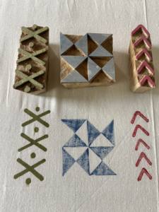 Geometric Wooden Block Stamp <b>Set</b> | Handcarved Indian Printing Blocks for Fabric, <b>Clay</b> & Paper Crafts - Product Image 2