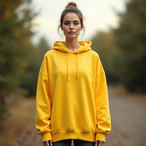 Sudadera con capucha de gran tamaño con hombros caídos para mujer, tela pesada 450 GSM, sudadera de lana de algodón para mujer, sudadera holgada a prueba de viento para mujer - Product Image 5