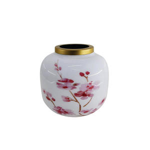 Vase à fleurs en métal avec autocollant en forme d'anneau, en laiton émaillé couleur or, style américain, vase de table pour la décoration de la maison et centre de table - Product Image 4