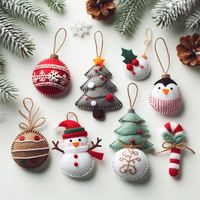 Ornements de Noël ronds en feutre modernes, charmants et fantaisistes, avec impression couleur intégrale, emballage personnalisé, design ludique et amusant