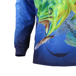 Camisas de pesca de talla grande impermeables y transpirables, manga larga personalizada para exteriores, 100% poliéster, servicio OEM de alta calidad, protección UV - Product Image 2