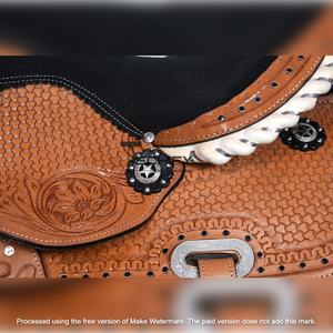 Silla de Montar de Cuero Resistente Estilo Vaquero Occidental, Equipo para Caballos, Accesorios para Caballos, Producto Ecuestre - Product Image 4