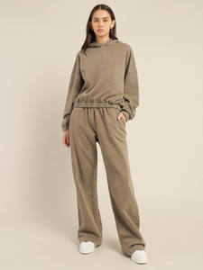 Ligero mejor venta en línea mujeres ácido lavado sudaderas Streetwear logotipo personalizado manga larga Sudadera con capucha para las mujeres - Product Image 3