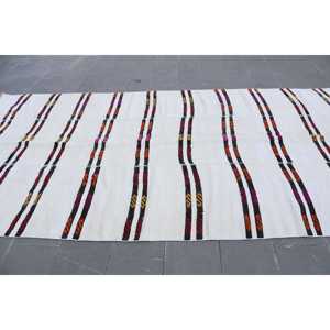 พรมวินเทจตุรกี ขนาด 6.2x12.6 ฟุต (190x383 ซม.) พรมขนสัตว์ลายจุดสีขาว - Product Image 2