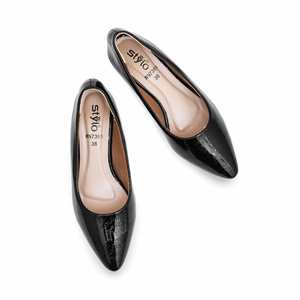 Chaussures plates confortables noires WN7380 Court - Product Image 1