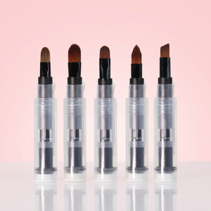 Juego de brochas de maquillaje sintéticas para usar con una sola mano, Ice, con tapa automática, no requiere estuche para viajes y aplicación rápida - Product Image 1