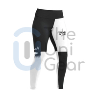 Leggings de Yoga Asimétricos con Bloques de Color, Cintura Alta, Largo hasta la Rodilla, Diseño de Ajedrez con Estampado por Sublimación, Pantalones Deportivos para Mujer