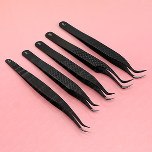 Pince à épiler courbée pour extensions de cils, ergonomique, nouveau style, prise en main confortable, antidérapante, courte, application classique des cils - Product Image 6