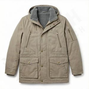 Chaqueta de Invierno para Hombre, Chaqueta Parka Cálida con Forro de Sherpa, Abrigo de Algodón con Capucha Desmontable, Ropa de Abrigo Popular para Exteriores, Aislamiento Térmico, Equipo Resistente - Product Image 1