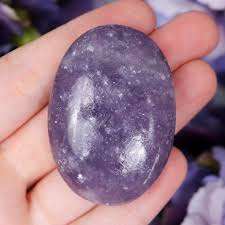 <b>Cheap</b> Price On Soha Agate High Polished Natural Lepidolite <b>Crystal</b> Palm Stone For Relaxation & Stress Relief <b>Crystals</b> On Sale - Product Image 2