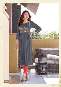 Kurtis de Rayón Arrugado con Lurex, Bordado y Trabajo a Mano para Venta al por Mayor - Product Image 5