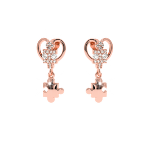 AJRETAIL, pendientes de diamantes de gota de corazón de rompecabezas de oro blanco único, CT 0,17, Color HI Natural, joyería de regalo de claridad de VS-SI - Product Image 2