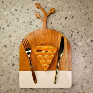 ENTRETENIING CAOBA CHESSE BOARD Acero inoxidable Besafe Mármol decorativo y tabla de cortar de madera de acacia Mármol con mango - Product Image 4