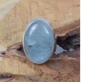 Anillo de forma ovalada de Aguamarina Natural, Plata de Ley 925 hecha a mano, joyería elegante de piedras preciosas, piedra natal de marzo, regalo de Navidad - Product Image 3