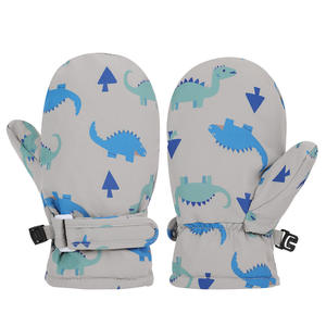 Gants de ski pour enfants imprimés de dessins animés, imperméables, épais, en polyester, pour sports d'hiver en plein air, fermeture à scratch, escalade sur glace - Product Image 6