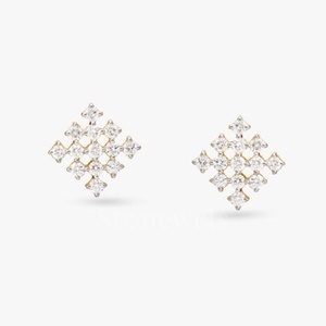 India Moissanite & Lab-Grown Natural Diamond 925 Sterling Silver Square <b>Stud</b> <b>Earrings</b> Elegant Gifting Option - Product Image 3