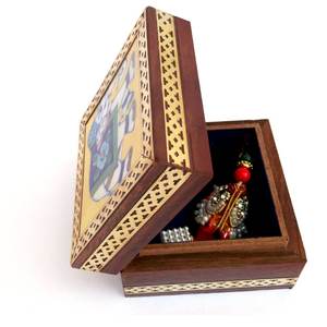 Caja de Joyería de Madera Estampada, Diseñada por Artesanos, Personalizada, con Múltiples Compartimentos para Guardar Objetos Preciosos, Almacenamiento Seguro, Bajo Costo - Product Image 6