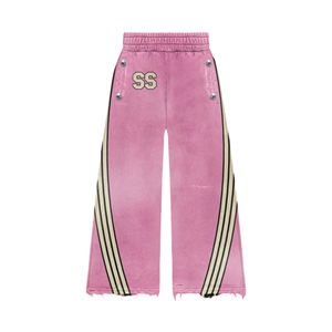 Ensemble de jogging streetwear grande taille pour hommes avec logo personnalisé survêtement délavé à l'acide sweat à capuche jambe droite pantalon de survêtement évasé thermique - Product Image 4