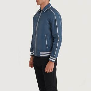 Veste universitaire en cuir bleu cuir de vachette pur cuir véritable mode hommes 2025 meilleur prix en gros Logo personnalisé OEM fabriqué au Pakistan. - Product Image 2