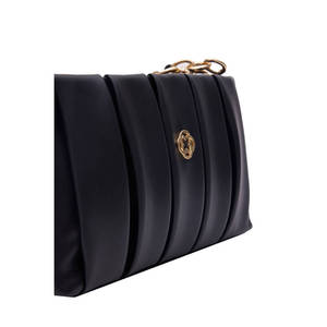 Bolso de hombro de cuero a rayas-negro - Product Image 3
