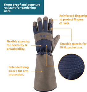 Guantes de jardinería de fábrica al por mayor con puño largo Guantelete transpirable Resistente a las espinas y resistente a los pinchazos para tareas de jardinería - Product Image 2
