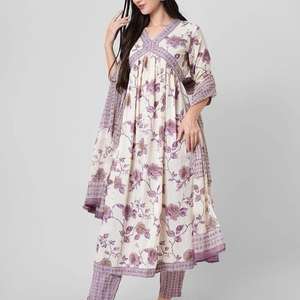 Maruti Fashion MF223 Coton de créateur Alia Cut Kurti Dupatta Impression numérique Style indien Vêtements de mariage Prix de gros Fabriqués - Product Image 6