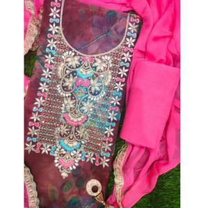 La mejor calidad con estilo para mujer sin coser 3 uds tradicional elegante fiesta étnica Salwar Kameez seda algodón bordado moda desgaste - Product Image 4