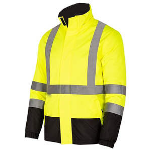Veste de travail d'hiver de haute qualité en polyester, bomber réfléchissant de sécurité, vêtements de travail, capuche dissimulée, rembourrée, imperméable - Product Image 4