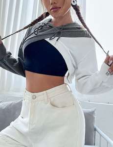 OEM diseño personalizado mujeres Sudadera con capucha Crop Top pulóver sudaderas de lana gruesa de invierno pulóver sudaderas con capucha mejor cálido señoras sudaderas con capucha - Product Image 2