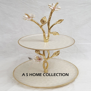 Branches Design Support à gâteau en métal plaqué or à 2 niveaux de forme ronde pour tout type de présentoir d'occasion divertissante - Product Image 6