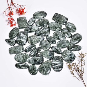 Cabochons de pierres précieuses en quartz séraphinite 100 % naturels, formes variées, haute qualité, tailles personnalisables, vente en gros pour la fabrication de bijoux - Product Image 4