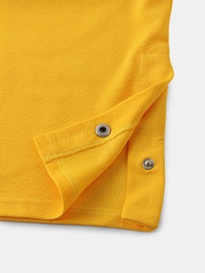 T-shirts à manches courtes en coton ample pour hommes couleur unie bouton pression latéral conception col rond style décontracté tissu en jersey teint uni - Product Image 6