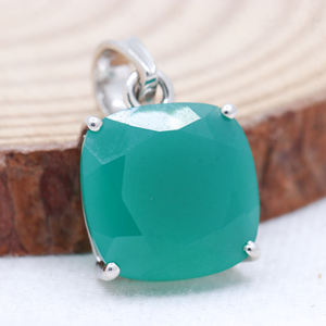 925แฮนด์เมดแข็งเงินสเตอร์ลิงเครื่องประดับจี้ผู้หญิงพลอยนิลสีเขียวเหลี่ยมเพชรพลอยธรรมชาติคลาสสิกสำหรับขายส่ง - Product Image 6