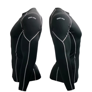 Rashguards BJJ de compression de haute qualité pour hommes avec logo personnalisé Chemise longue à manches longues à motif uni - Product Image 4