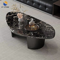 Table basse ronde en marbre de luxe KT STONE, design moderne et simple, élégante décoration de salon en marbre