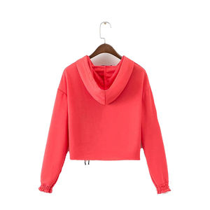 Diseño único de lujo Crop Top sudaderas con capucha de las señoras a granel al por mayor impreso en blanco de algodón recortado Top sudaderas con capucha para las mujeres - Product Image 5